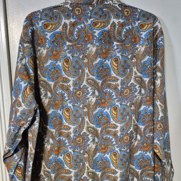 Alan Flusser Shirt Mens Large Paisley Multicolor Button Up Long Sleeve Retro - Picture 3 of 6